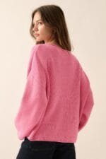Solid Rib-knit Oversized Boatneck Sweater