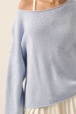Solid Rib-knit Oversized Boatneck Sweater