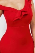 Monroe Asymmetric Ruffle Midi Dress