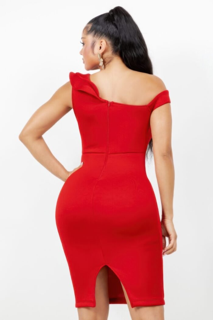 Monroe asymmetric ruffle midi dress - image 6