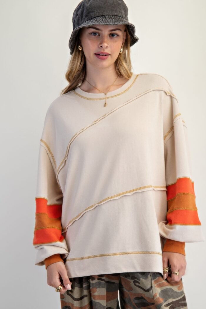 Color Mix Embroidered Washed Pullover - Image 8