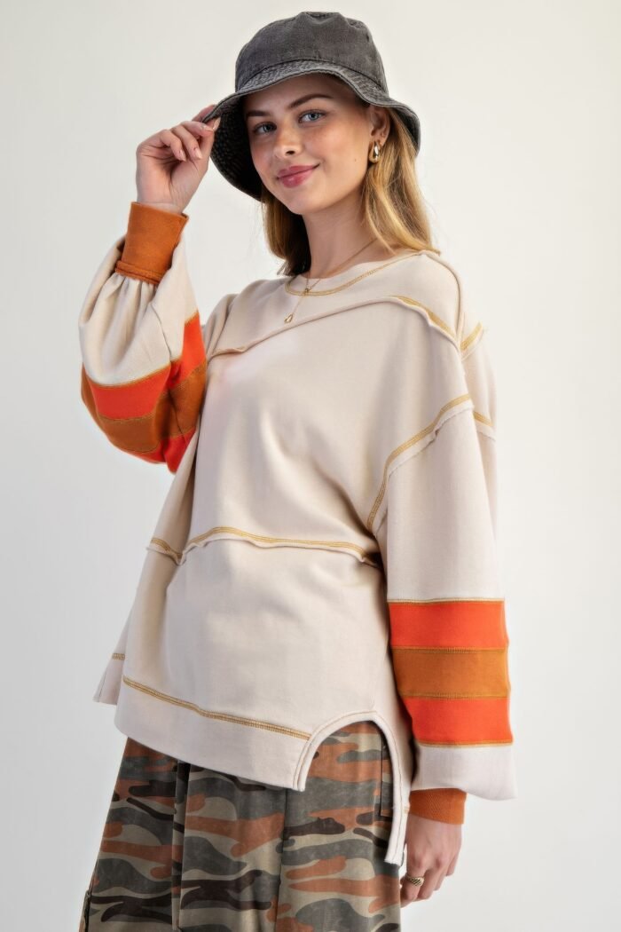 Color Mix Embroidered Washed Pullover - Image 10
