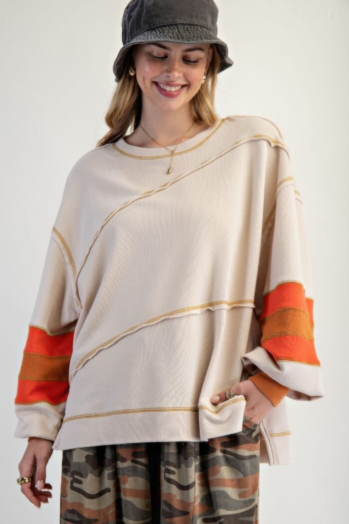 Color Mix Embroidered Washed Pullover - Image 11