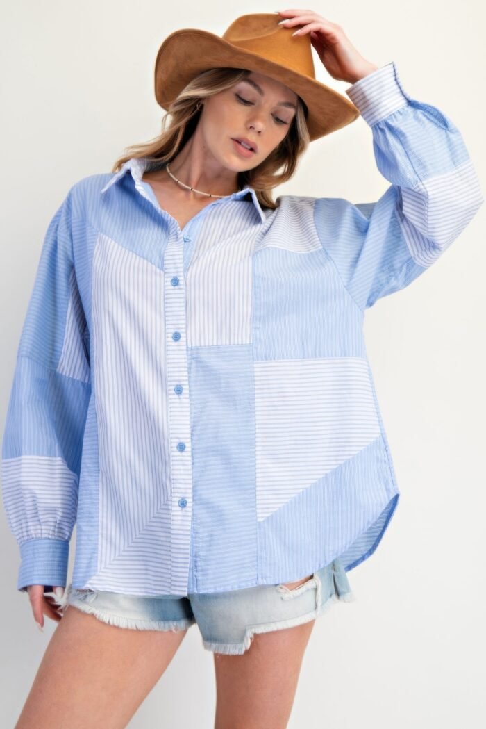 Stripe Mix Button Down Shirt - Image 11