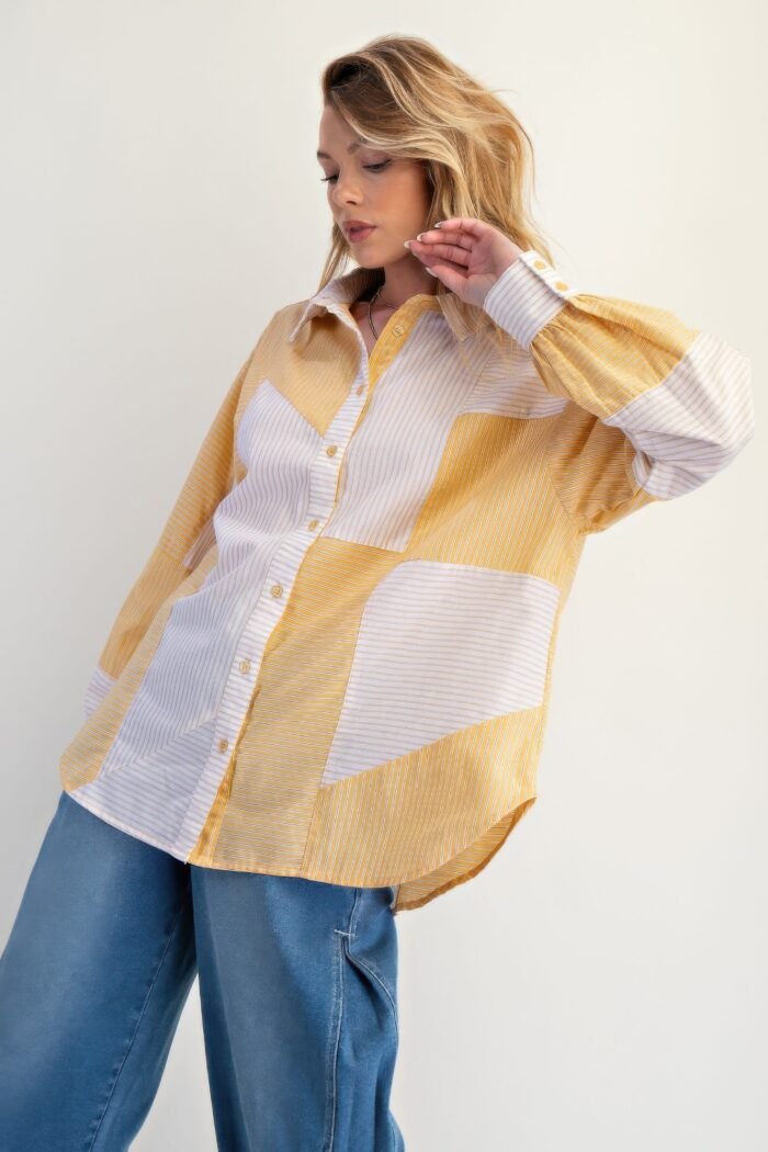 Stripe Mix Button Down Shirt - Image 8