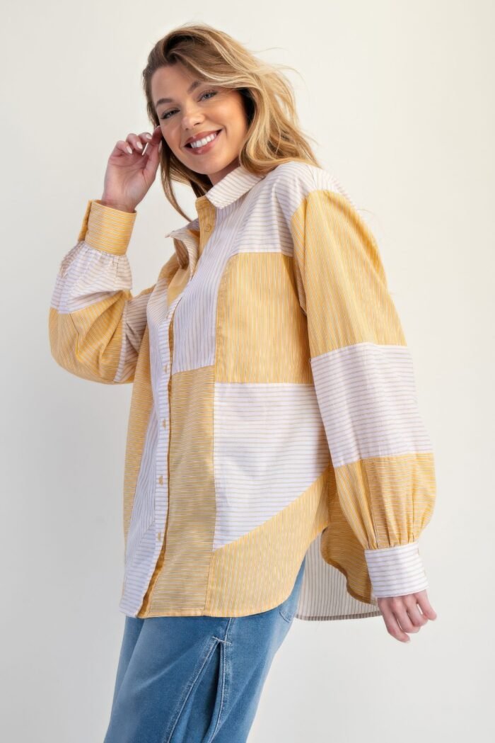 Stripe Mix Button Down Shirt - Image 9