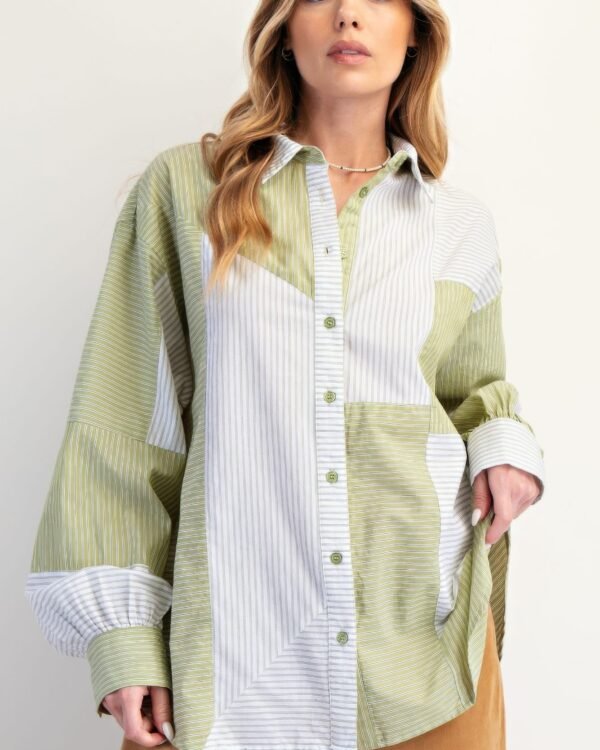Stripe Mix Button Down Shirt