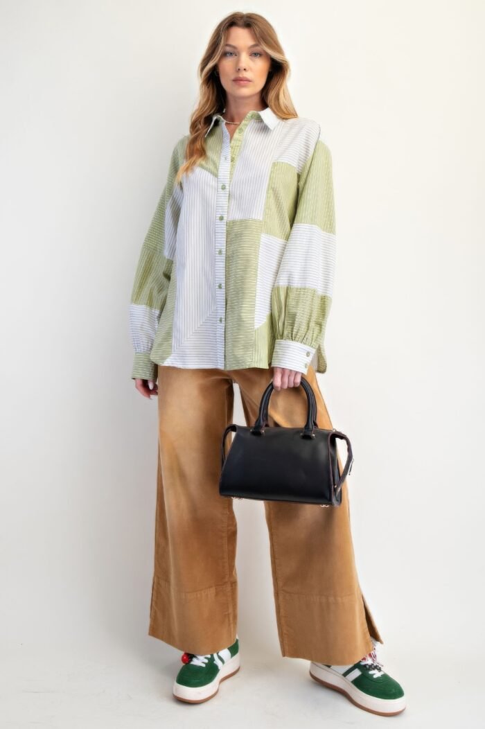 Stripe Mix Button Down Shirt - Image 2
