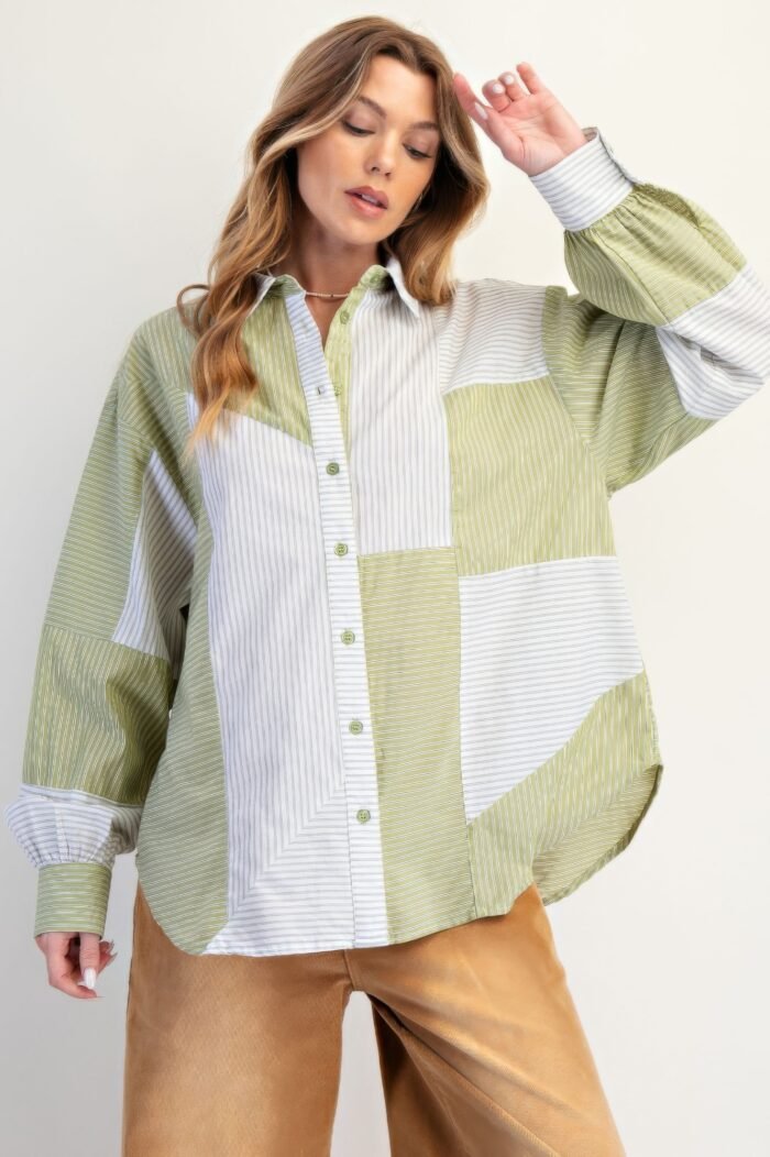Stripe Mix Button Down Shirt - Image 3