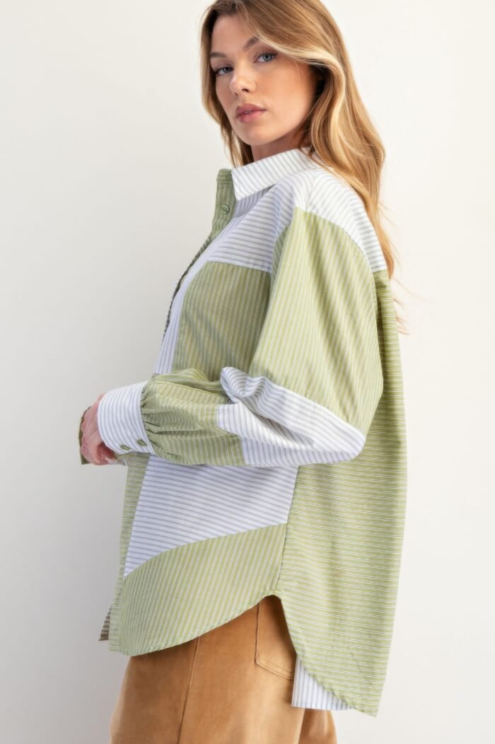 Stripe Mix Button Down Shirt - Image 4