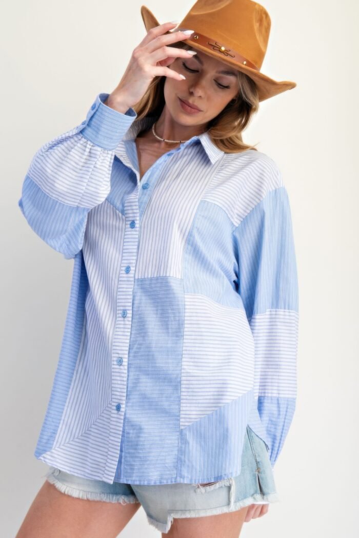 Stripe Mix Button Down Shirt - Image 13