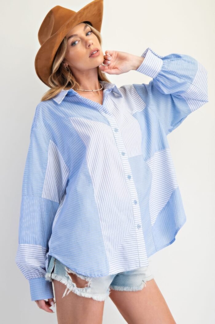 Stripe Mix Button Down Shirt - Image 14