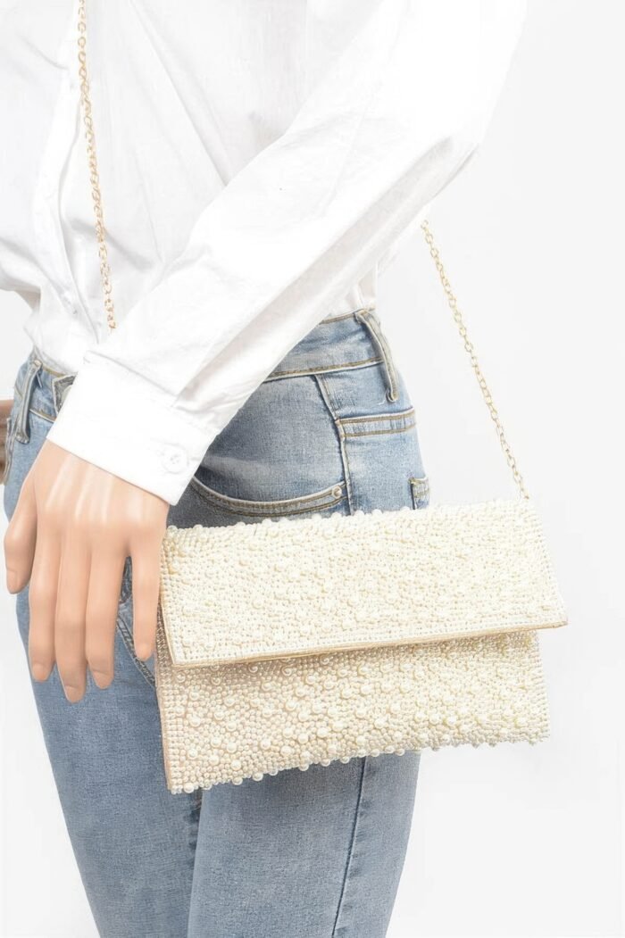Faux pearl party clutch - image 6