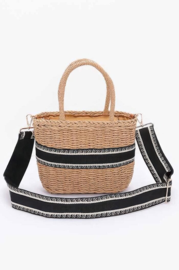 Faux straw small tote bag - image 1