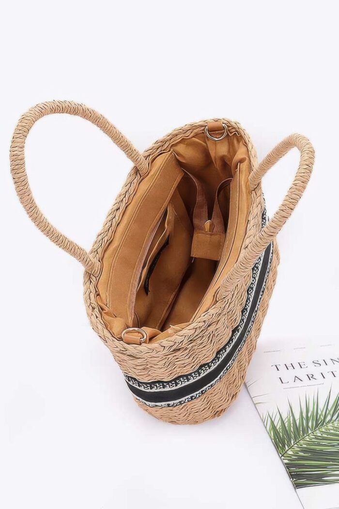 Faux straw small tote bag - image 4