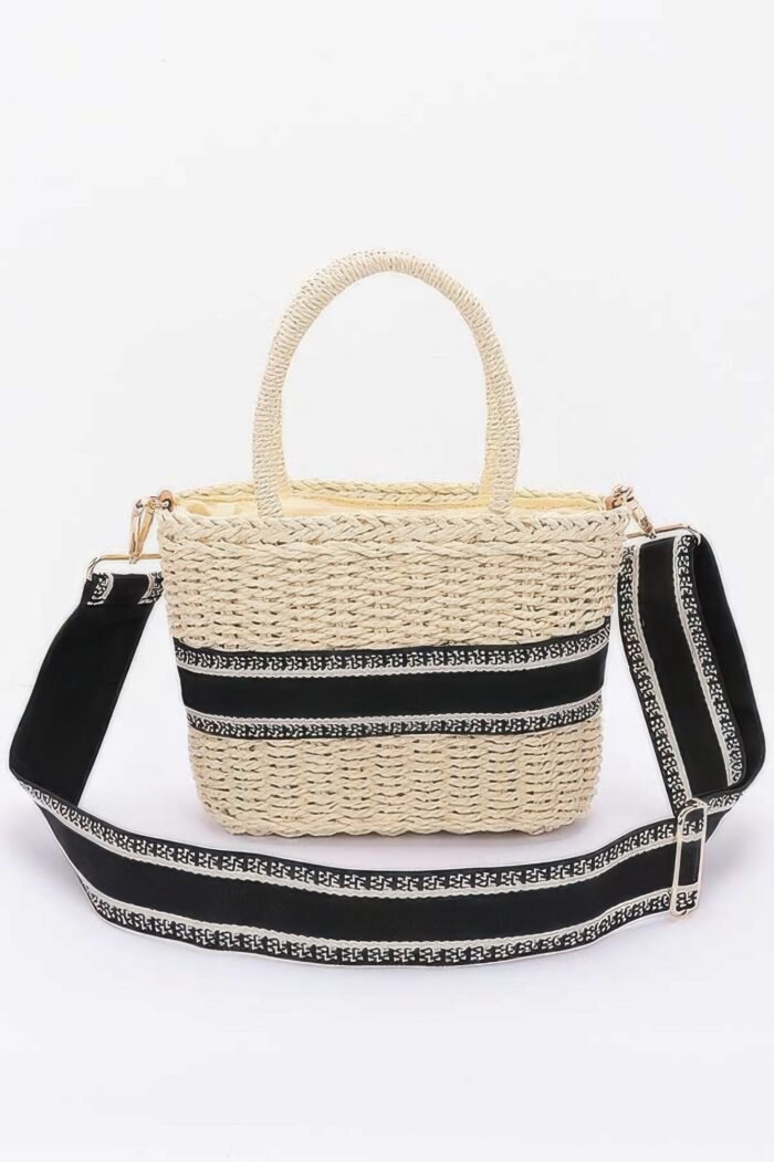 Faux straw small tote bag - image 5