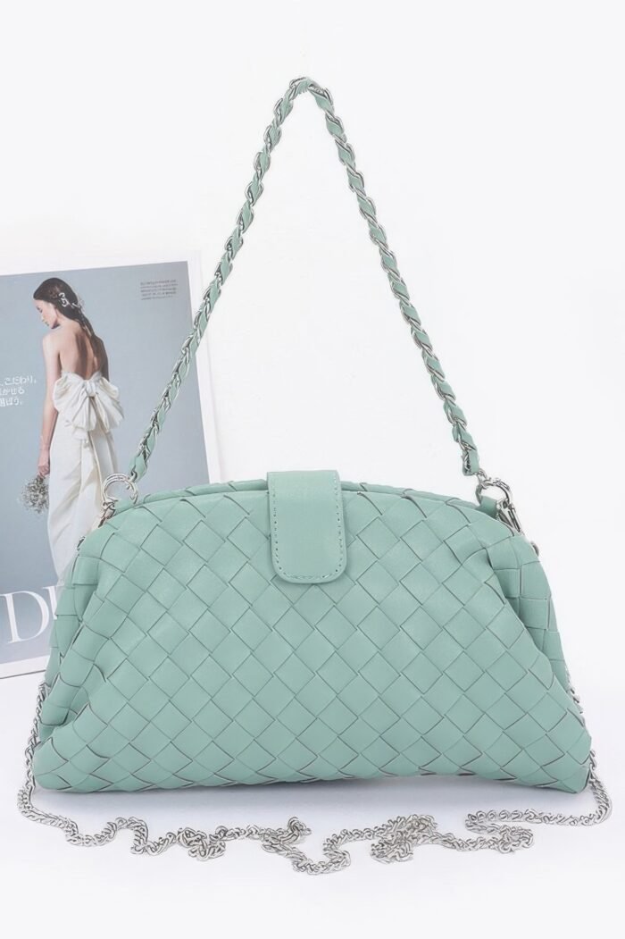 Faux Leather Braided Frame Shoulder Bag - Image 2
