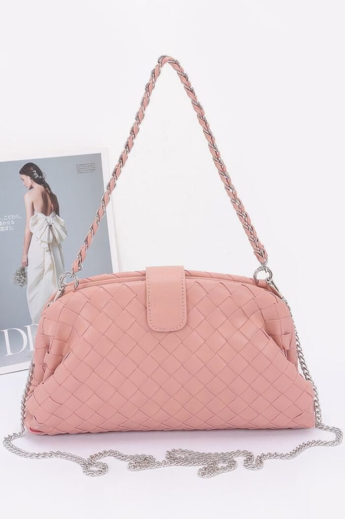 Faux Leather Braided Frame Shoulder Bag - Image 3