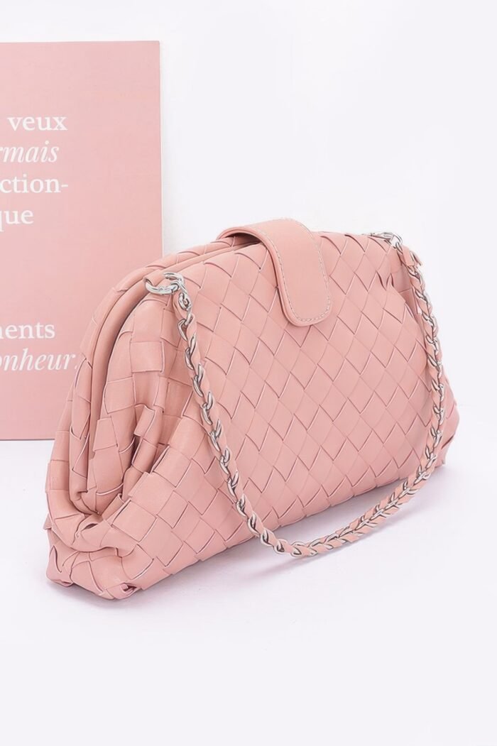 Faux Leather Braided Frame Shoulder Bag - Image 4