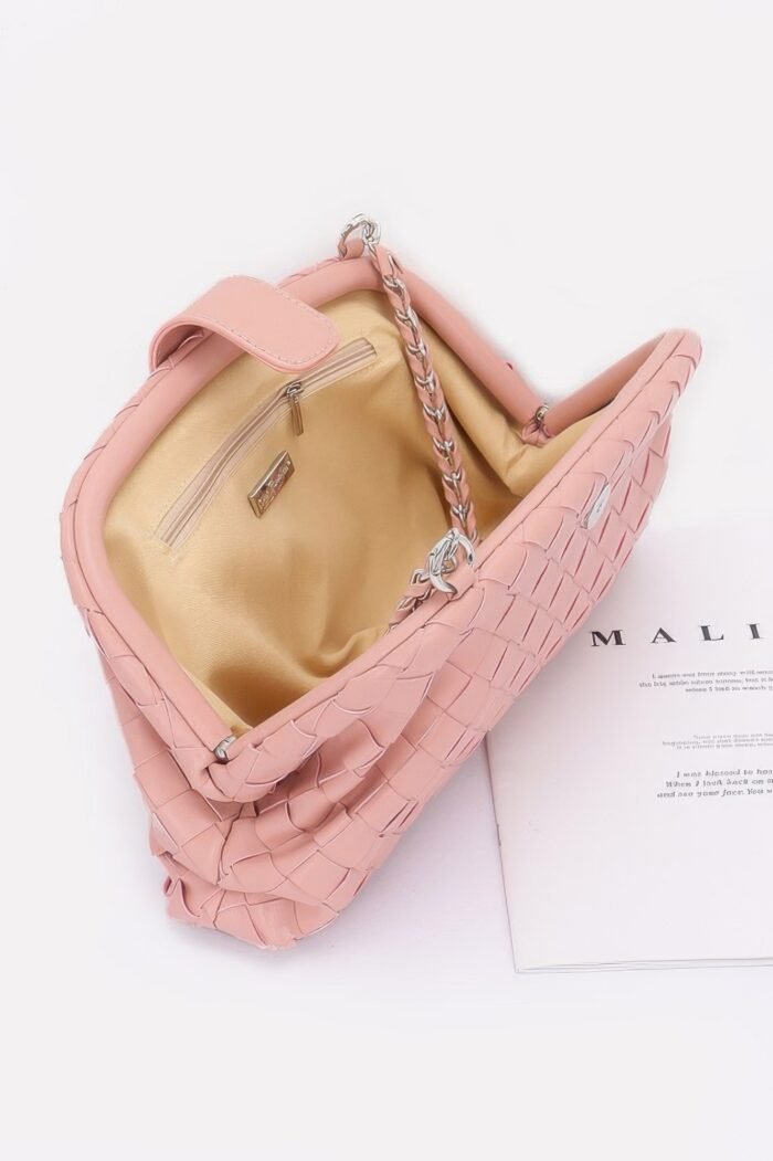 Faux Leather Braided Frame Shoulder Bag - Image 7