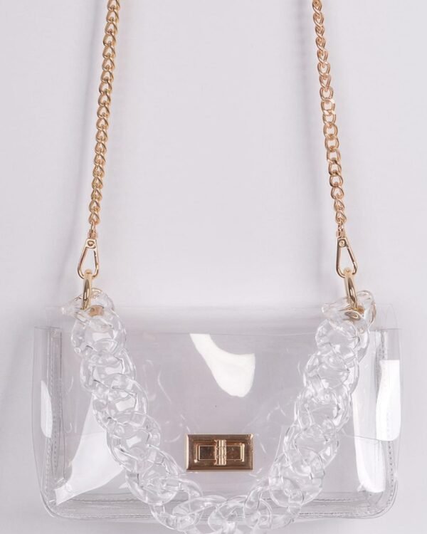 Cross Chain Body Visibly Clear Clutch