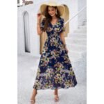 Boho Floral Print High Waist Band Fit Lined Dress - Image 10