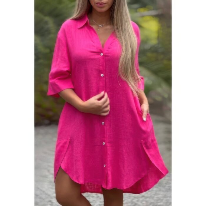Plus a line button loose fit pockets solid dress - image 1