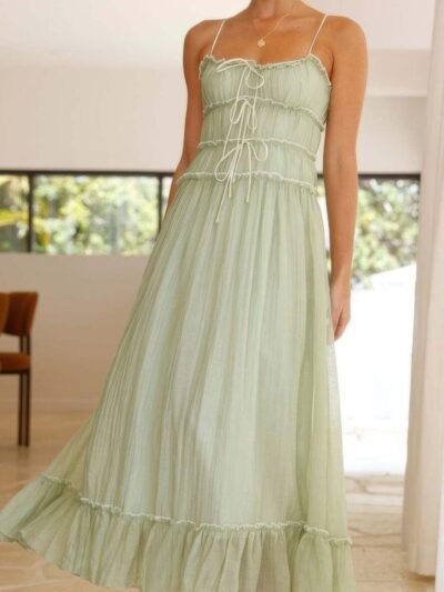 Off Shoulder Knot Pleated Ruffle Hem Dress Off Shoulder Knot Pleated Ruffle Hem Dress