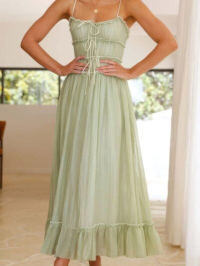 Off Shoulder Knot Pleated Ruffle Hem Dress Off Shoulder Knot Pleated Ruffle Hem Dress