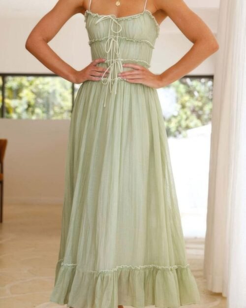 off shoulder knot pleated ruffle hem dress