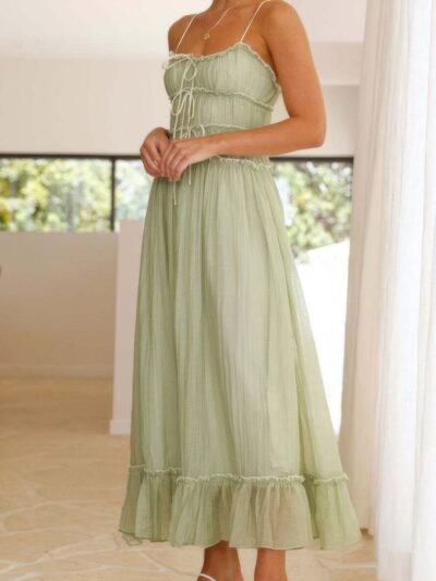 Off Shoulder Knot Pleated Ruffle Hem Dress Off Shoulder Knot Pleated Ruffle Hem Dress