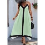 Plus Colorblock Spaghetti Strap A Line Dress - Image 2