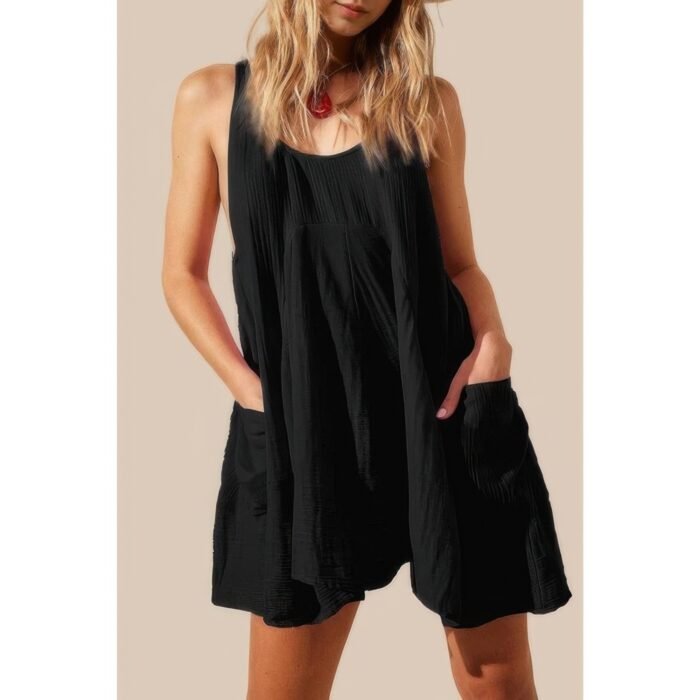 Solid A Line Pockets Low Back Knot Midi Dress - Image 1