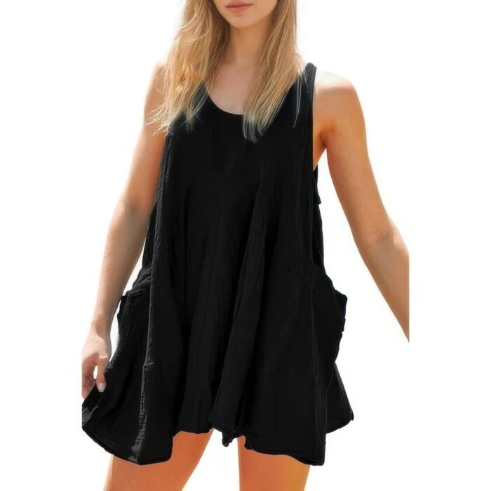 Solid A Line Pockets Low Back Knot Midi Dress - Image 2