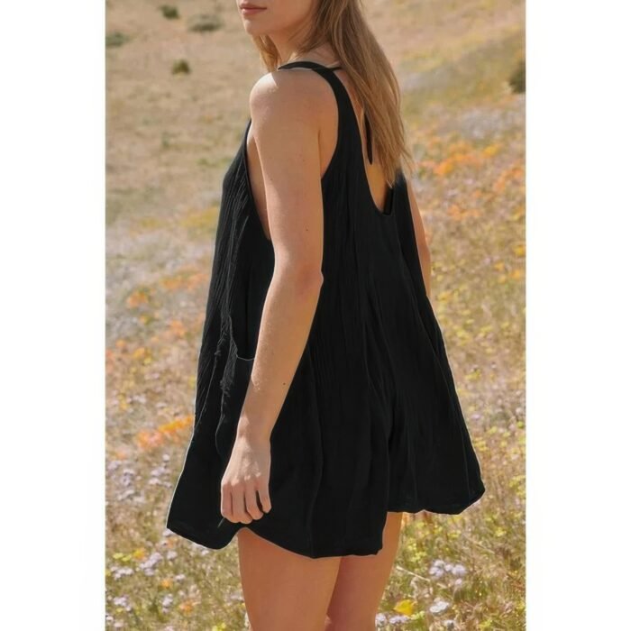 Solid A Line Pockets Low Back Knot Midi Dress - Image 3