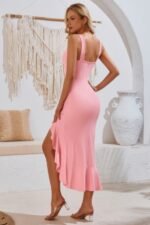 V Neck Sleeveless Asymmetric Ruffle Hem Dress - Image 18