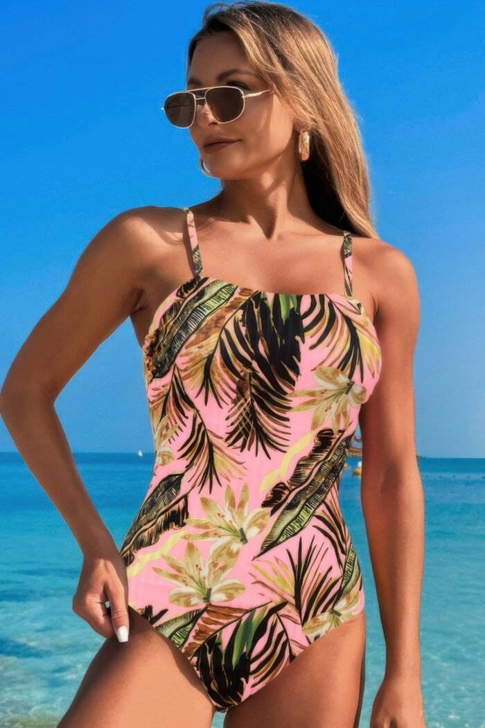 Plant printed adjustable spaghetti strap swimsuit - image 10
