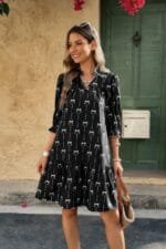 casual bow detail a line dress for women