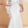 Plus Floral Contrast Lace Butterfly Sleeve Dress