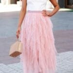 A Line Tulle Skirt – Long Tiered Ruffled Style