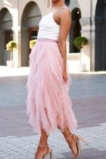 A Line Long Tulle Tiered Skirts