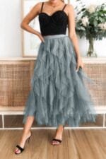 A Line Tulle Skirt – Long Tiered Ruffled Style