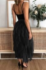 A Line Long Tulle Tiered Skirts