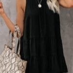 Sleeveless Loose Ruffle Hem Flared Tunic Top