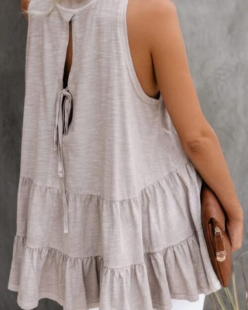 sleeveless loose ruffle hem flared tunic top