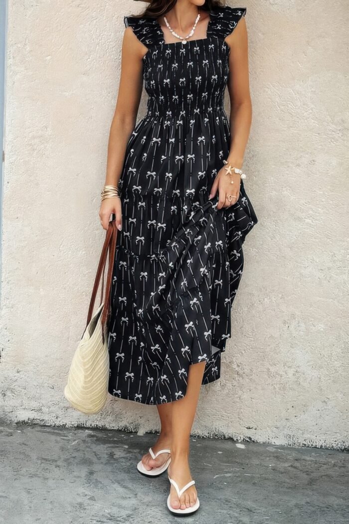 Cross print square neck sleeveless pocket dress - image 2