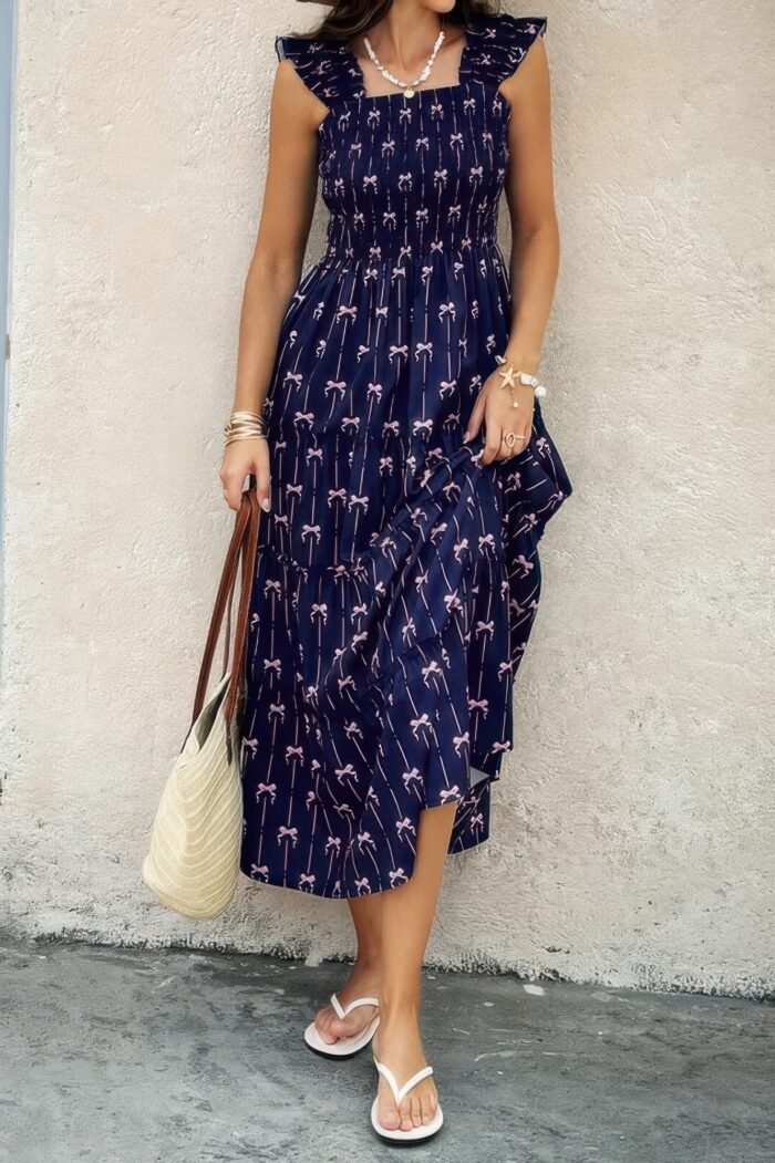 Cross print square neck sleeveless pocket dress - image 5