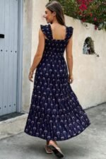 Cross Print Square Neck Sleeveless Pocket Dress - Image 7