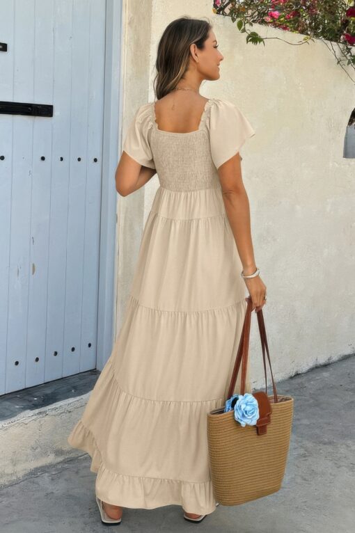 Cross Knot Color Block Pockets A Line Dress - Image 5