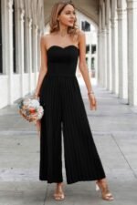 Elegant Off Shoulder Pleated High Waist Jumpsuit